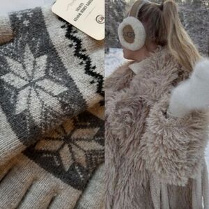 ❗Nordstrom Gray Sherpa Lined Woven Winter Gloves❗